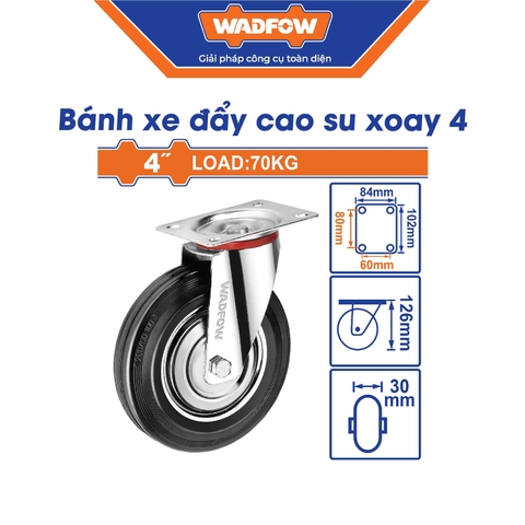 Bánh xe đẩy cao su xoay 4inch Wadfow WJL3342