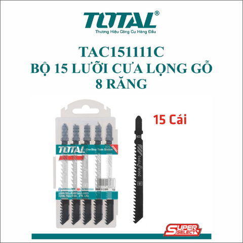 Bộ 15 lưỡi cưa lọng gỗ 8 răng Total TAC151111C