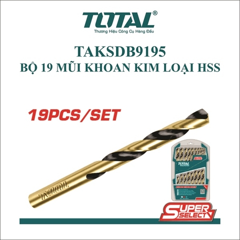 Bộ 19 mũi khoan kim loại HSS Total TAKSDB9195