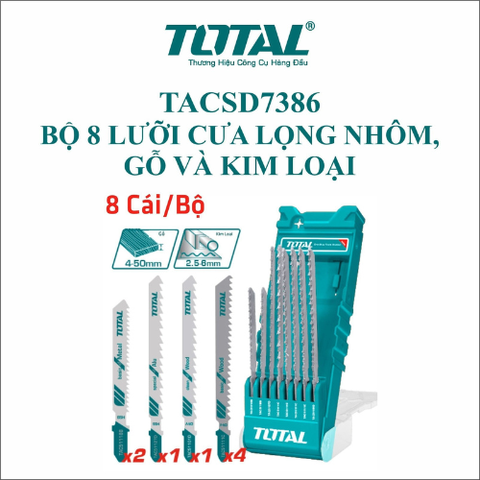 Bộ 8 lưỡi cưa lọng nhôm, gỗ và kim loại Total TACSD7386