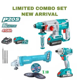 Bộ combo 3 máy khoan động lực, máy mài góc và máy bắn vít dùng pin 20V Total TOSLI2301510