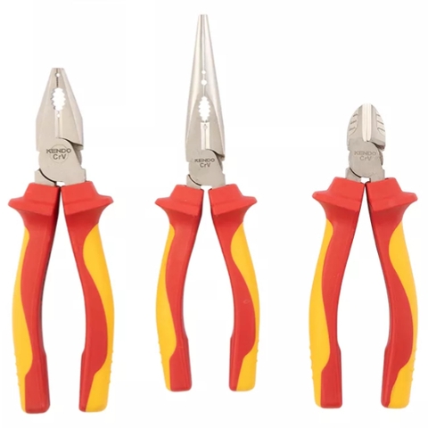 Bộ kìm cách điện 1000V 3 cái (kìm điện-cắt-nhọn) Kendo 85134