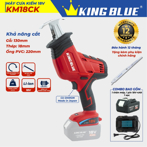 Bộ máy cưa kiếm 18V Kingblue KM18CK.1 (1 pin 4Ah + 1 sạc) (Chân Makita)