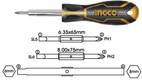 Bộ tua vít 6 đầu Ingco AKISD0608