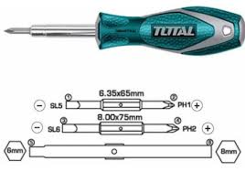 Bộ tua vít 6 đầu Total THT2506076