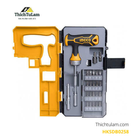 Bộ tua vít tay cầm chữ T 25 chi tiết Ingco HKSDB0258