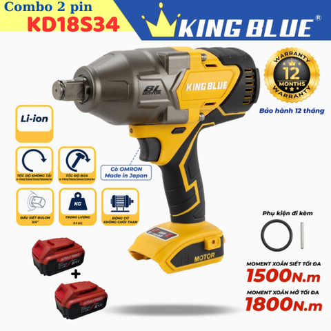 Combo máy bắn bu lông pin Kingblue KD18S34 (2 pin) KB0524.08.2