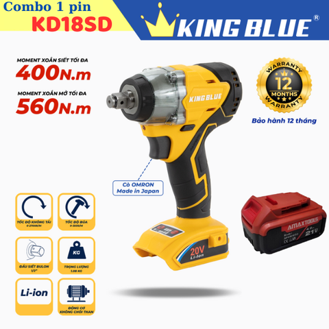 Combo máy bắn bu lông pin Kingblue KD18SD (1 pin) KB0524.11.1