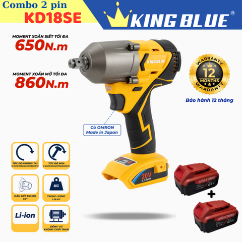 Combo máy bắn bu lông pin Kingblue KD18SE (2 pin) KB0524.10.2