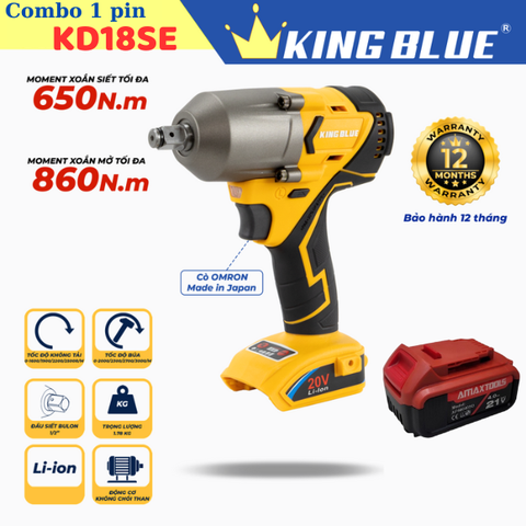 Combo máy bắn bu lông pin Kingblue KD18SE KB0524.10.1 (1 pin 4Ah)