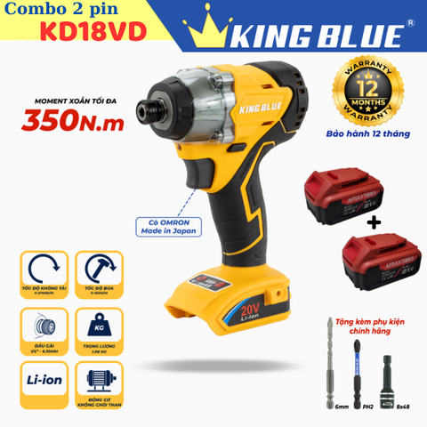 Combo máy bắt vít pin Kingblue KD18VD KB0524.12.2 (2 pin 4Ah)