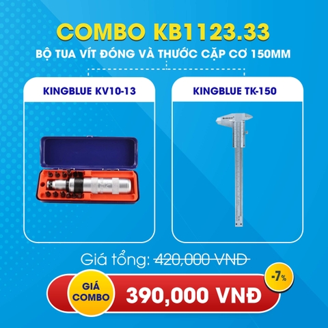 KB1123.33 - Combo bộ tua vít đóng KV10-13 và thước cặp cơ 150mm TK-150 Kingblue