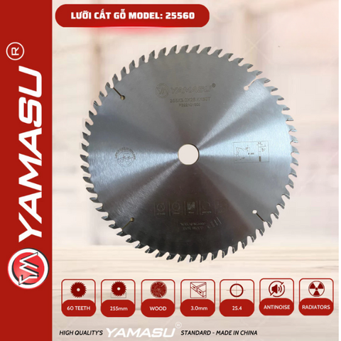 Lưỡi cưa gỗ 255mm 60 răng, cốt 25.4mm Yamasu YA-25560