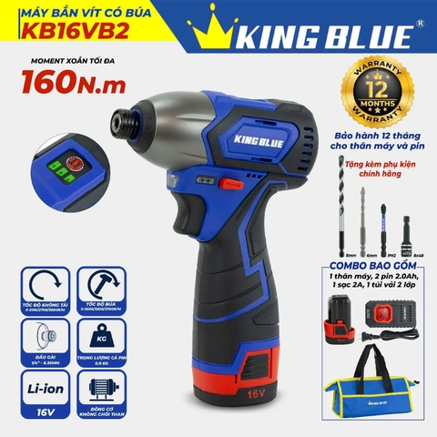 Máy bắt vít pin 16.8V Kingblue KB16VB2 lực 160Nm