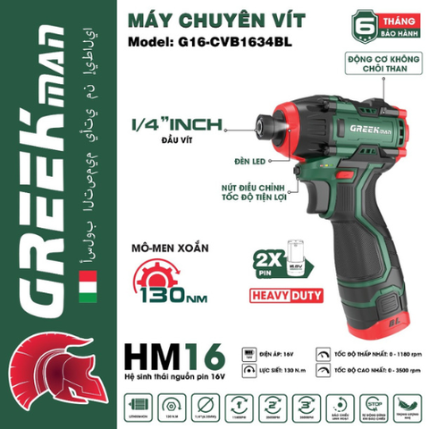 Máy chuyên vít 16.8V Greekman CVB1634BL