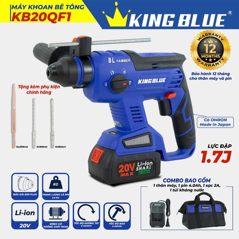 Máy khoan bê tông pin 20V Kingblue KB20QF1 (1 pin 4Ah + 1 sạc) (Chân Bosch)