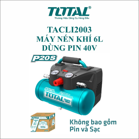 Máy nén khí 6L dùng pin 40V Total TACLI2003