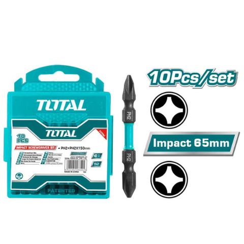 Mũi bắn vít 2 đầu PH2x65mm có nam châm hít (bán lẻ) Total TACIM16PH233