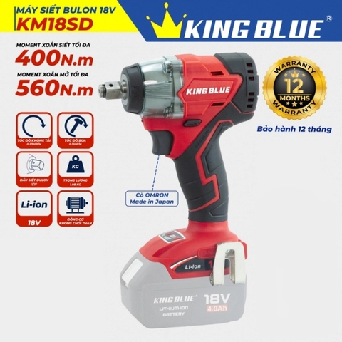 Thân máy bắn bu lông pin 18V 560Nm Kingblue KM18SD (Chân Makita)