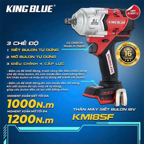 Thân máy bắn bu lông pin Makita 18V Kingblue KM18SF