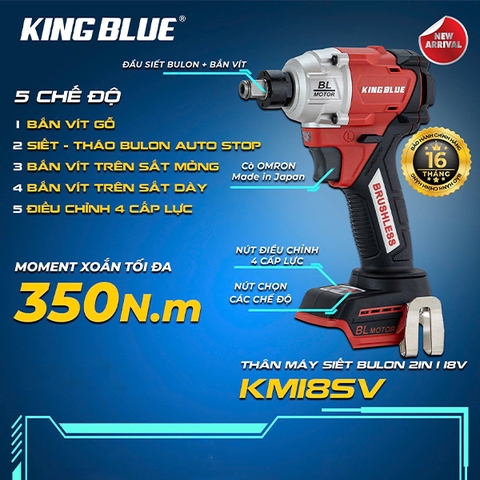 Thân máy bắn vít và bu lông 2 trong 1 pin Makita 18V Kingblue KM18SV