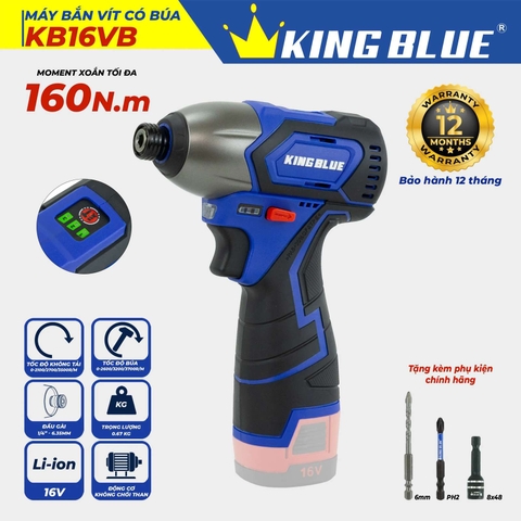 Thân máy bắt vít pin 16.8V Kingblue KB16VB lực siết 160Nm không chổi than