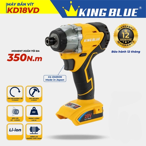 Thân máy bắt vít pin 18V Kingblue KD18VD lực siết 350Nm (Chân pin Dewalt)