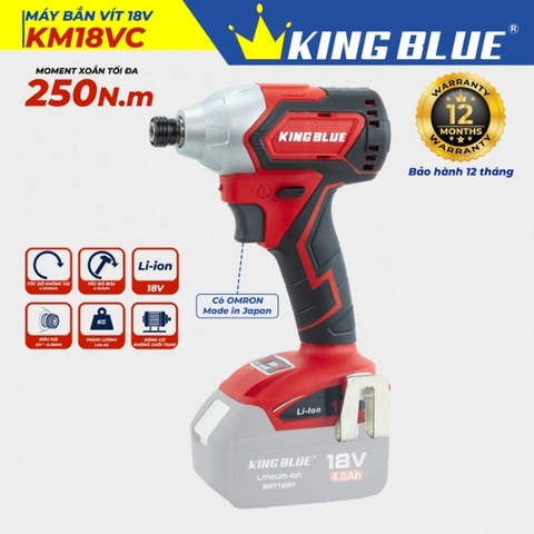 Thân máy bắt vít pin 18V Kingblue KM18VC lực siết 250Nm (Chân Makita)