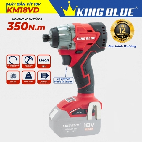 Thân máy bắt vít pin 18V, lực siết 350Nm Kingblue KM18VD (Chân pin Makita)