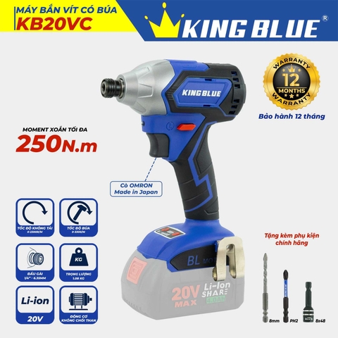 Thân máy bắt vít pin 20V 250Nm Kingblue KB20VC (Chân Bosch)