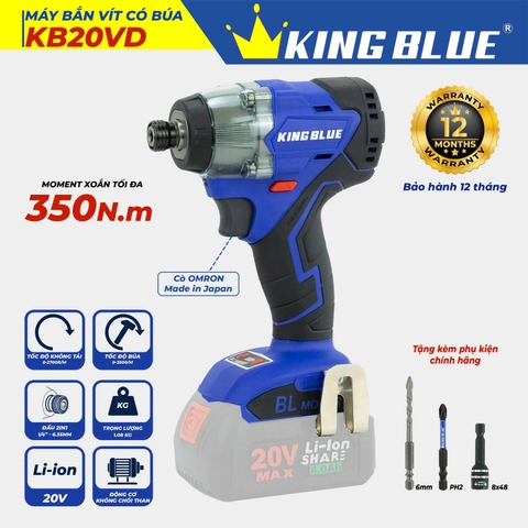 Thân máy bắt vít pin 20V Kingblue KB20VD lực siết 350Nm (Chân pin Bosch)