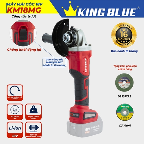 Thân máy mài góc pin 18V Kingblue KM18MG đĩa 100mm (Chân pin Makita)