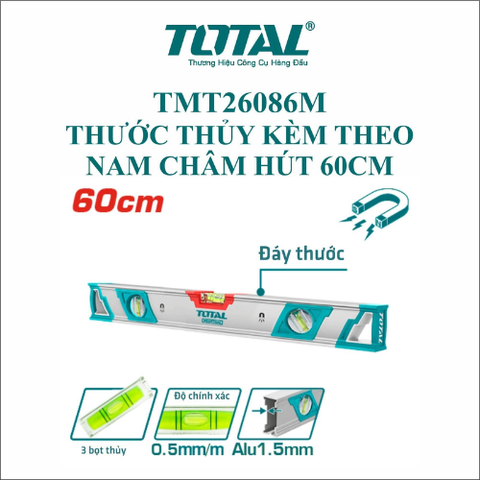 Thước thủy kèm theo nam châm hút 60cm Total TMT26086M